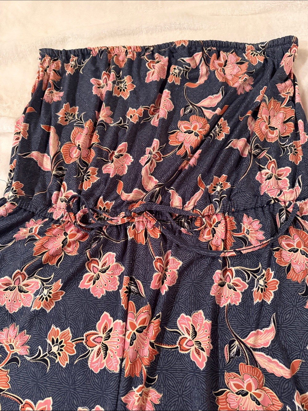 Maurices Floral Sleeveless romper in Pink, Gray and Black Trim